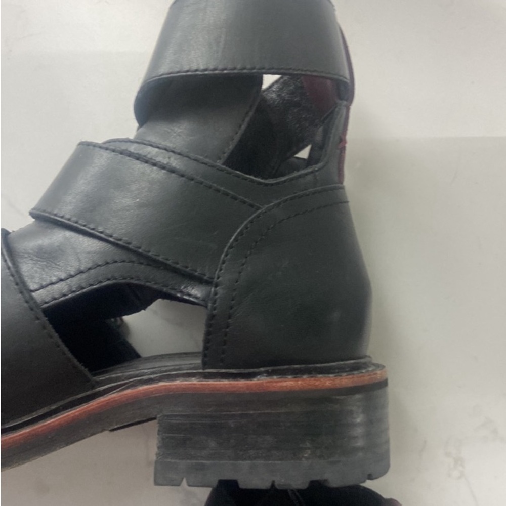 Boho RAG & BONE Boot Ankle Moto Booties Sandals Leather Black Red Maroon Size 8 - Picture 6 of 6
